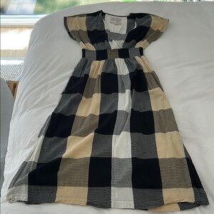 Ace&jig Checkered Black and Beige Midi Dress